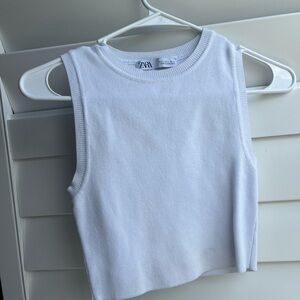 Zara white sweater-like high neck cropped top
